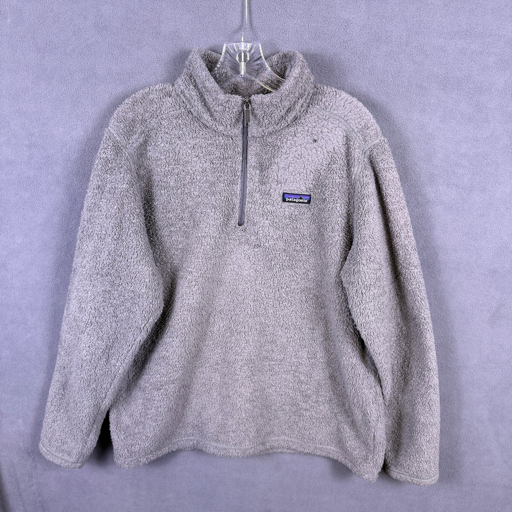 Patagonia Fleece Pullover Mens Large Gray Quarter Zip Los Gatos High Pile READ